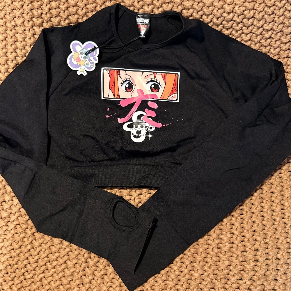 Civil Regime x One Piece Sorcerer's Rose Cropped Seamless Top (Black) - L